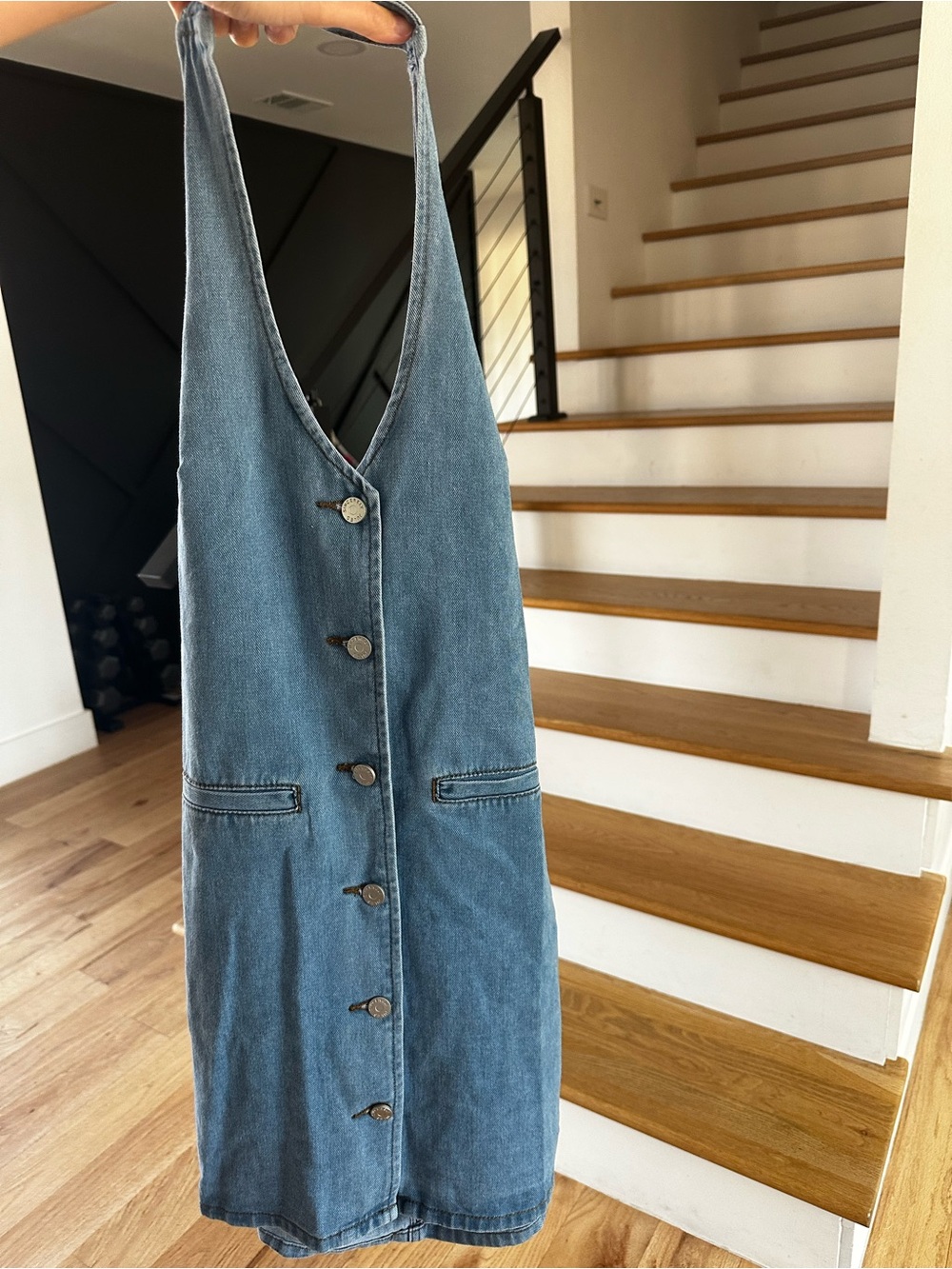 Denim Button-Front Halter Dress - NWT